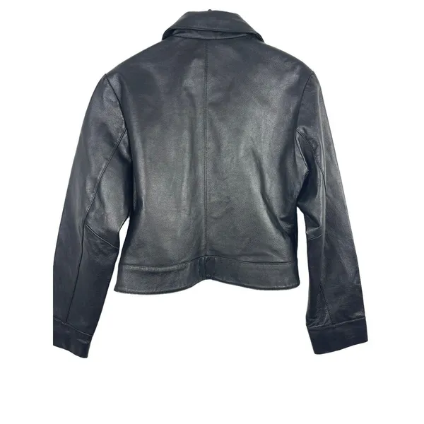 Women’s Sonnora Black Short Motorcycle Zip Genuine Leather Jacket XL - Image 2