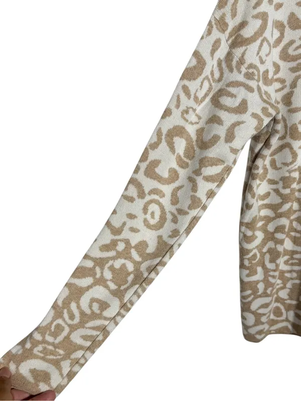 J. McLaughlin Animal Print Elsie Mock Neck Sweater Size M Neutral Leopard - Image 6