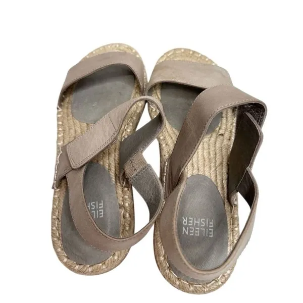 Eileen Fisher Sandals‎ Size 6 Gray Slingback Espadrille Open Toe Shoes - Image 4