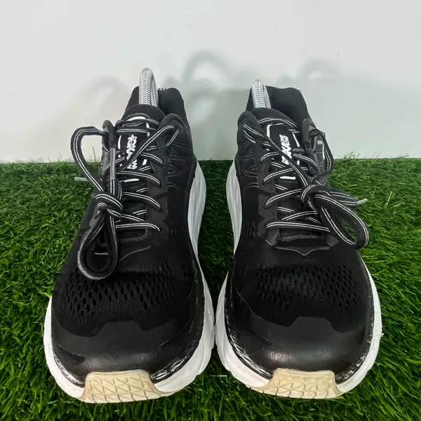 Hoka One One Clifton 6 Black Women Size 9 Black White Running Shoes - Image 2