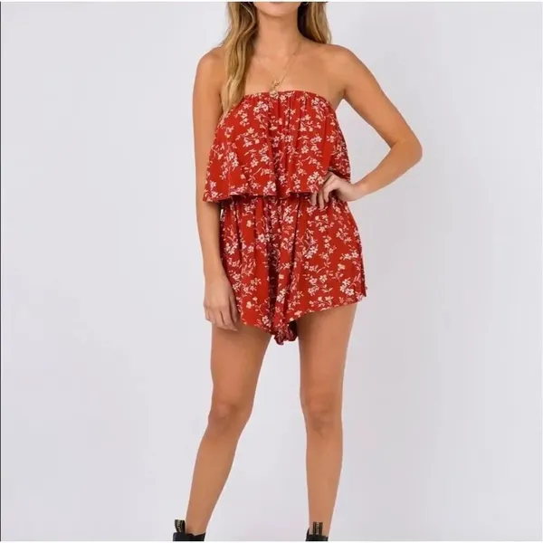 ✨Princess Polly Brown orange floral Romper✨ - Image 8