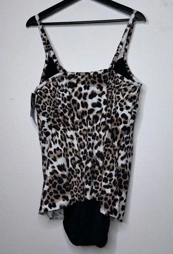 Swim Solutions Plus Size Knotted Flyaway Fauxkini One-Piece Swimsuit Size 20W - Image 4