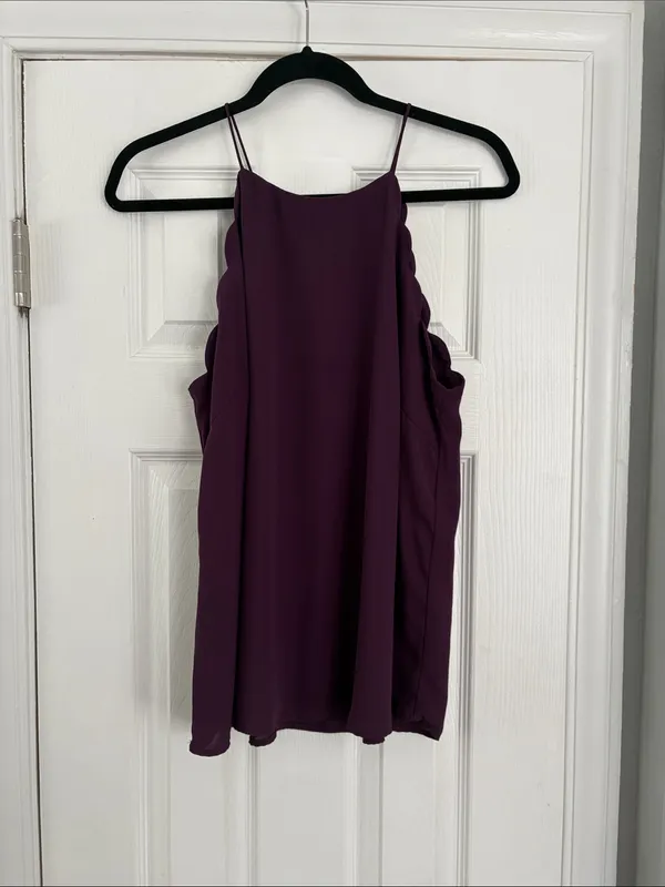 PAPERMOON Yanet Scallop Detail Blouse Halter Cami Tank Top Size Large - Image 2