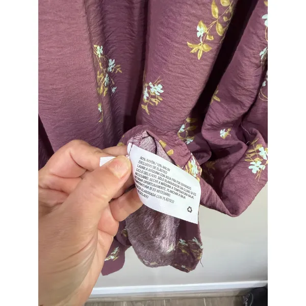 A New Day Plum Floral Smocked Long Sleeve Mini Dress XL Purple Boho Pockets - Image 6