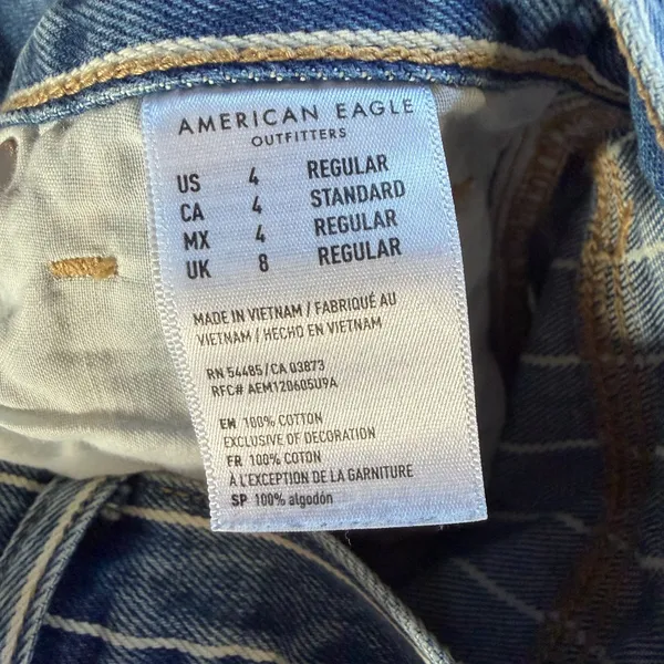American Eagle Blue Pinstripe High Rise Straight Leg Mom Jeans Women’s Size 4 - Image 11