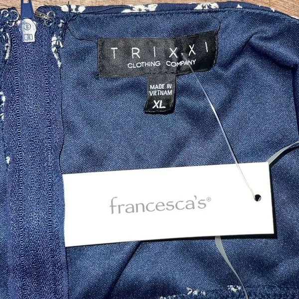 Francesca's Collection Trixxi Embroidered Floral Spaghetti Strap Mini Dress Blue - Image 7