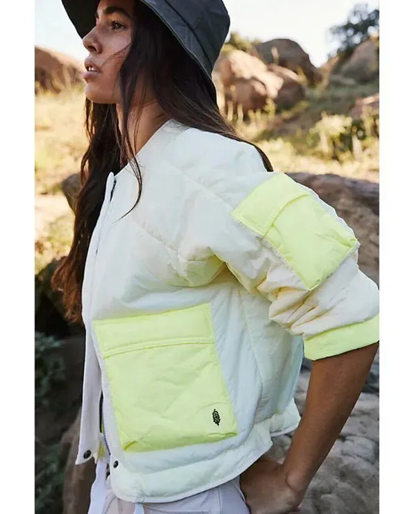 FREE PEOPLE Outta Left Field Jacket in Neon Green Size Small - Image 14