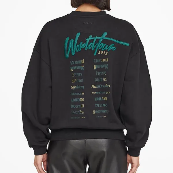 Anine Bing XS Kenny Sweatshirt Panther in Vintage Black - Image 3