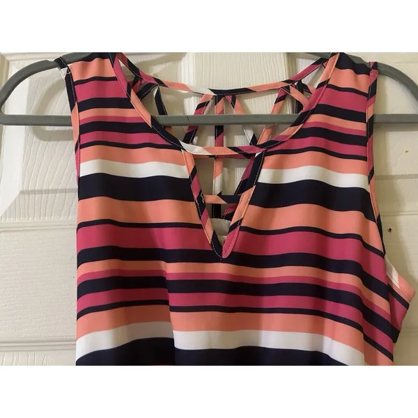 Skies Are Blue Womens Sz 8 Striped Sundress Sleeveless Colorful Boho Beach Dress - Image 2