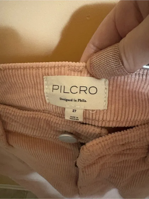 Anthropologie Pilcro Scotty Cuffed High Rise Straight Leg Pink Corduroy Pants - Image 4