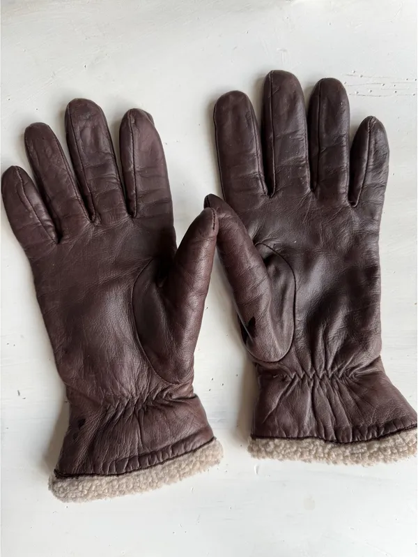 ciré Large Brown Leather Gloves with Sherpa Lining - Image 4