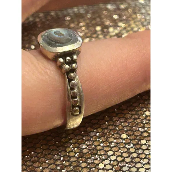 925 sterling silver ring band size 8 g32 2.92g Mather of pearl - Image 4