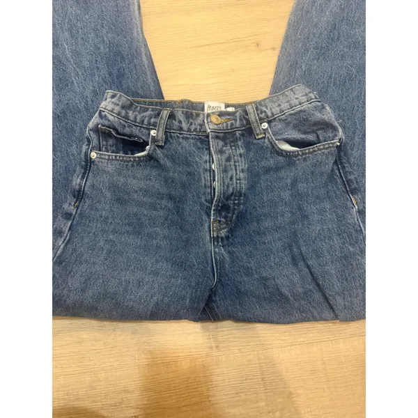 Princess Polly Hawke Frayed‎ Straight Leg Jeans - Mid Blue (Size US 2) - Image 2