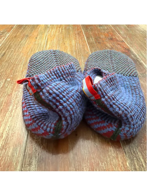 Bombas Knit Gripper Slipper Socks Blue Red Medium M - Image 2