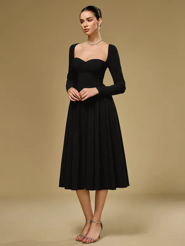 Parthea Long Sleeve Tie Back A-Line Dress - Black size M - Image 13