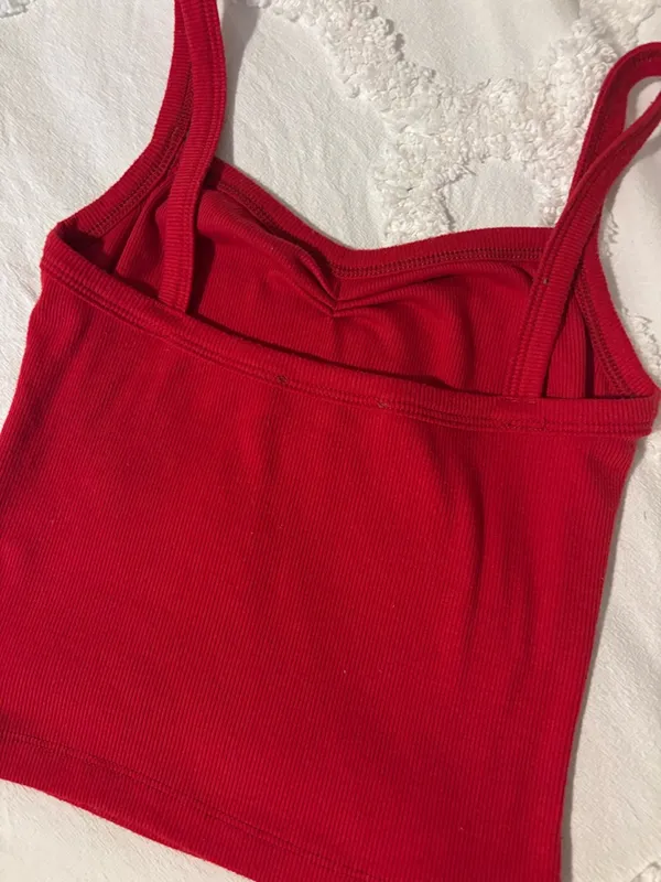 Princess Polly Red Ribbed Crop Tank - Image 6
