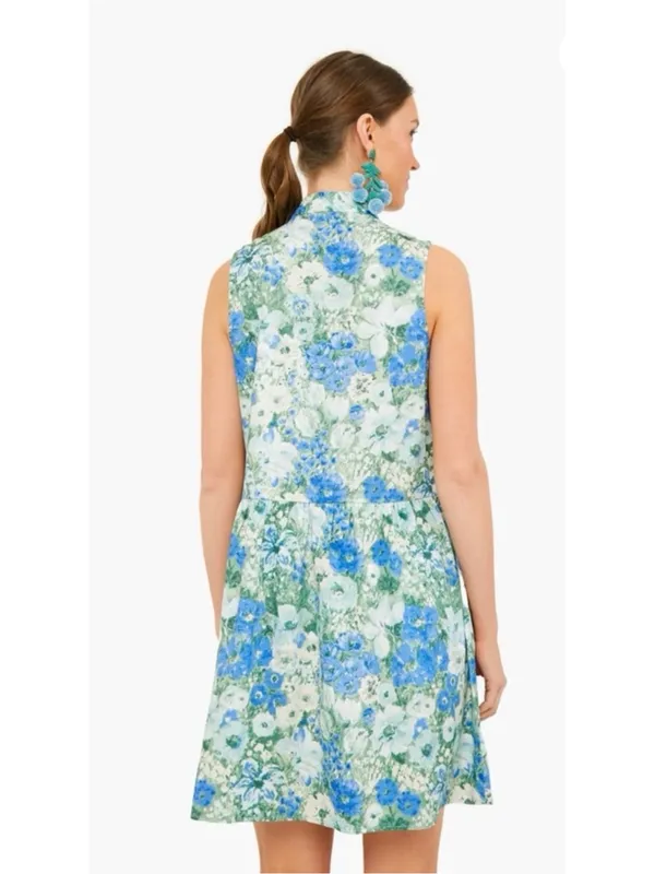 Tuckernuck Jardin De Fleurs Royal Shirt Dress Blue Floral Sleeveless Medium M - Image 2