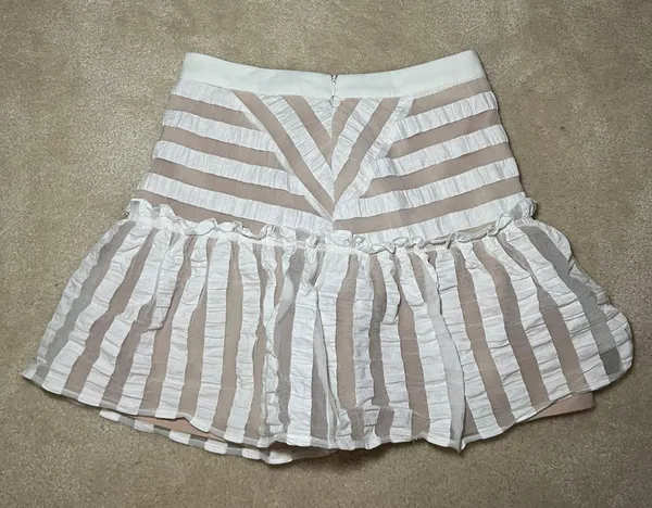 Nude & White Mini Skirt | Size Small - Image 2