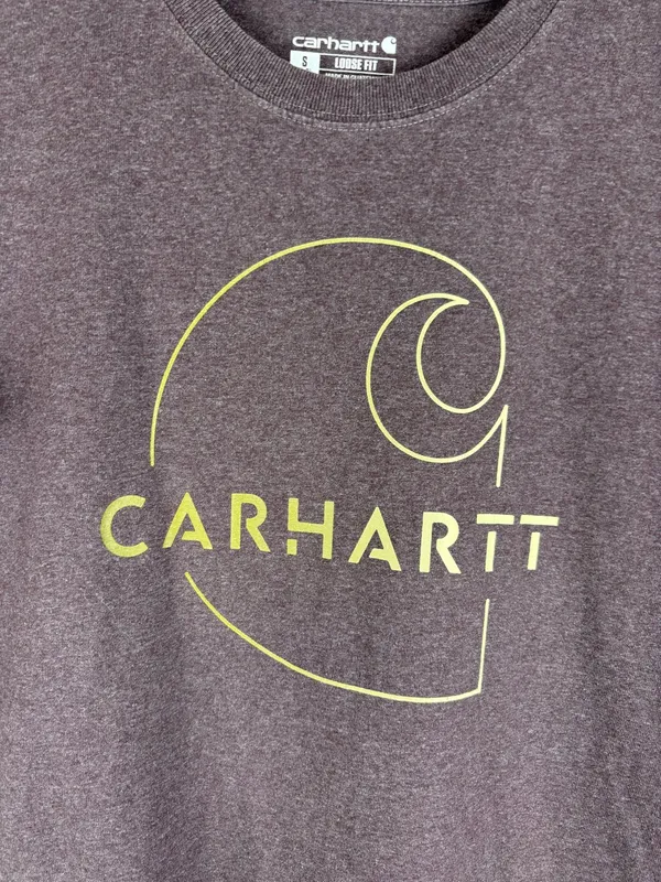 Carhartt Women's Loose Fit Heavyweight Maroon Logo T-Shirt Size S - Image 2