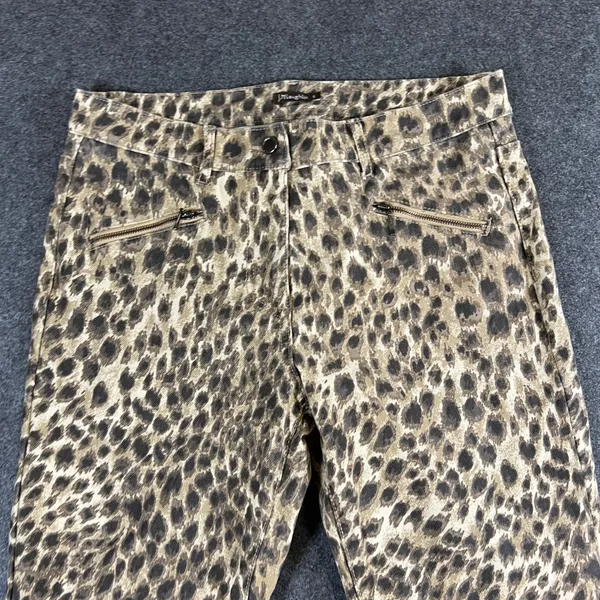 J.McLaughlin Womens Leopard Print Skinny Pants Brown Tan Animal Ankle Zip Size 6 - Image 7