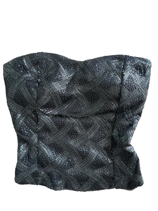 Y2K Body Central black strapless sequin top - Image 10