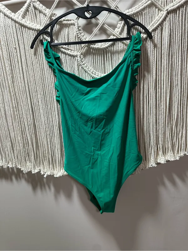 aerie Green Ruffle-Shoulder One-Piece Swimsuit - Image 4