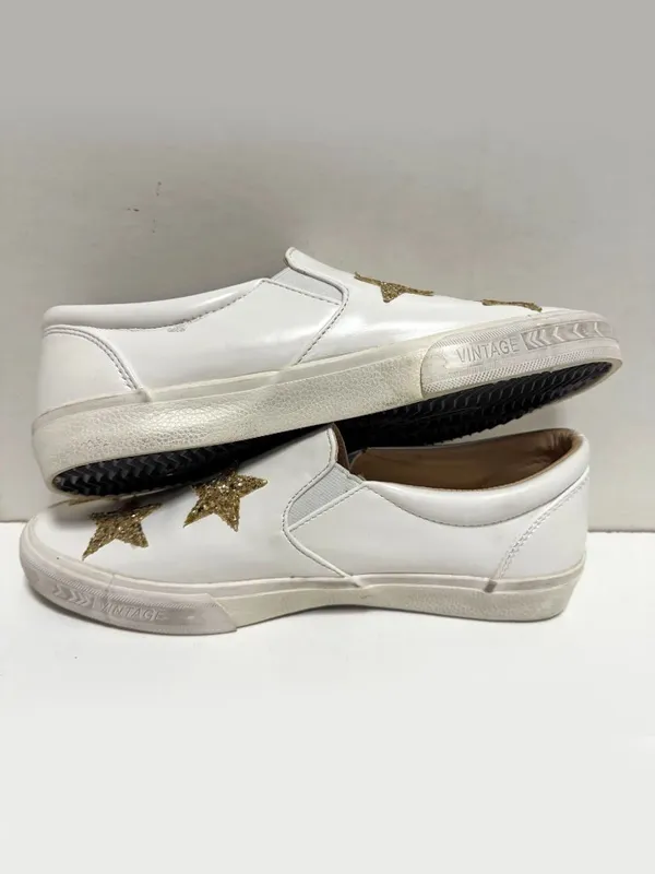 *RARE* VH EST 1954 Vintage Havana White Leather Gold Star Perforated Sneakers - Image 9