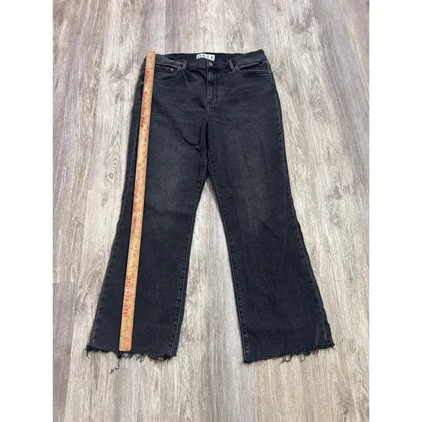 Daze Denim Hug High Rise Cropped Flare Jeans Haunt Faded Grey Black Size 32 - Image 7