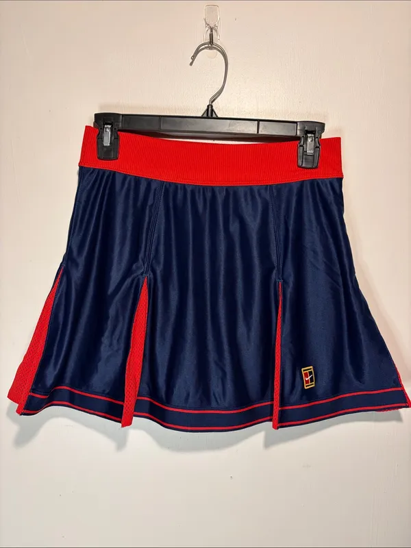 Nike Court Dri-FIT Slam Tennis Skirt Red Blue Skort Mesh Pleats Size Small - Image 2