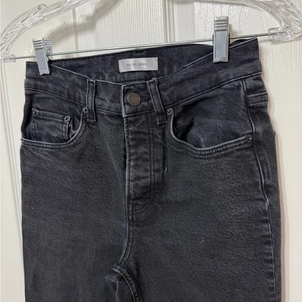 ANINE BING straight leg jeans‎ raw hem high rise 25 - Image 3