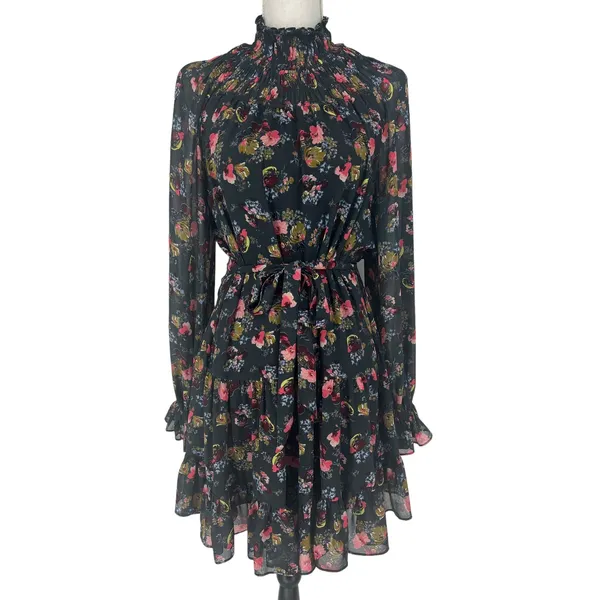 Cinq à‎ Sept Daija Belted Tiered Floral Print Chiffon Mini Dress - Image 5