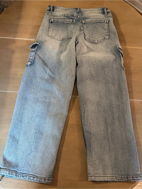 VENUS Cargo Jeans Womens 8 Light Wash Ankle Zip Utility Y2K Straight Leg - Image 2