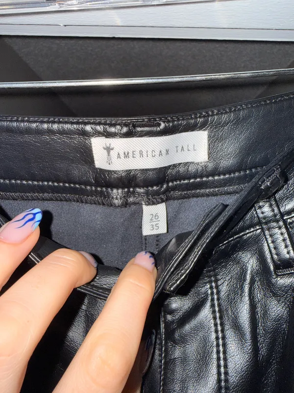 American Tall Leather Pants Black Size 26 - Image 3