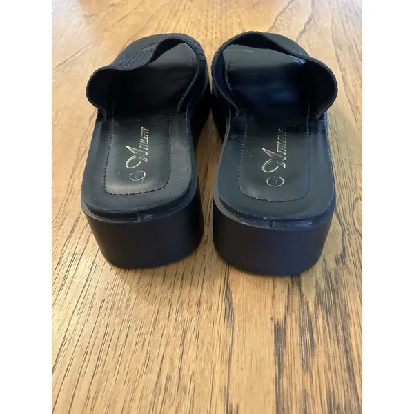 Athlefit Women’s Black Slip-On Slide Wedge Sandals US 9 - Image 5