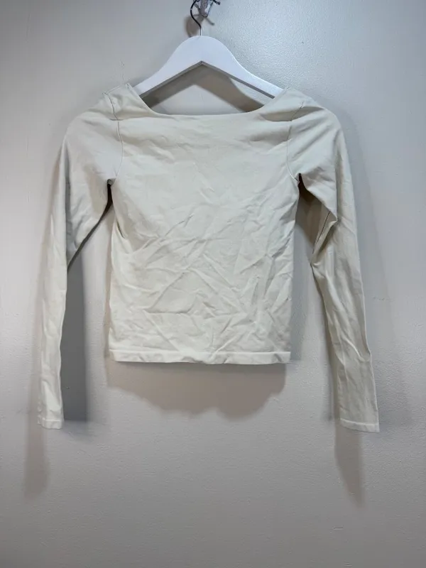 Free People Coquette Balletcore Dainty Square Neck Stretchy Shelf Bra Lined Long Sleeve Crop - Image 4