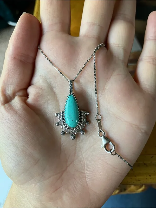 Royston Turquoise Sterling Silver Necklace Green - Image 7