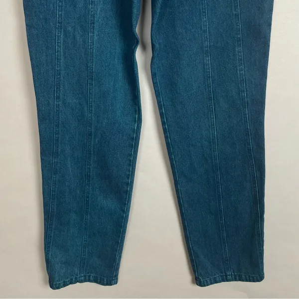 Vintage Jeans Yoke Front Seams Blue Greenish‎ Women Mom Jeans Unique Retro Dyed - Image 5