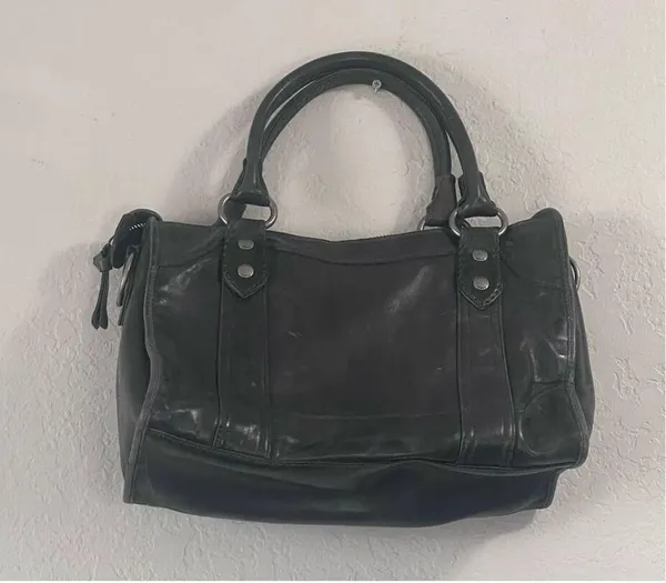 Frye Melissa Double Handle Leather Satchel Women's purse bag smoky grey - Image 3