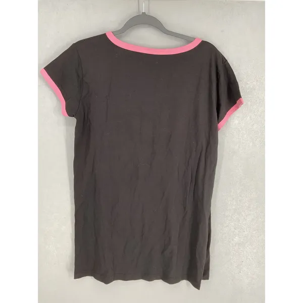 Pink Panther Womens Ringer T-Shirt Black Pink Prowler Graphic OSFM - Image 3