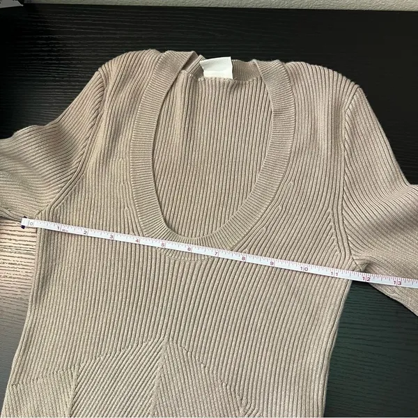 ✨ Abercrombie & Fitch Scoop Neck Ribbed Knit‎ Sweater Tan Neutral Small - Image 9