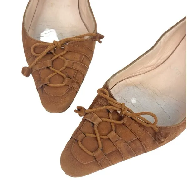 CHRISTIAN LOUBOUTIN Brown Suede Leather Flats - Size 36/6 - Image 3