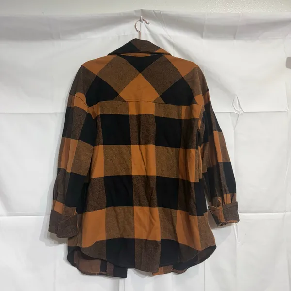 Blu Pepper Orange Plaid Buffalo Print Shacket Sz S - Image 11