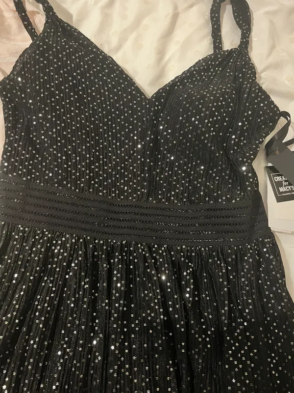 Macys Black Sequin Dress - Image 2