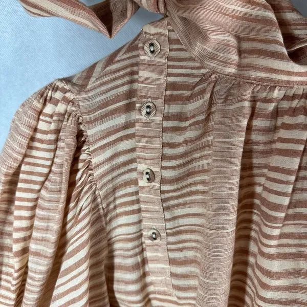 Ulla Johnson Petra Tie Neck Puff Sleeve Blouse Fawn Neutral Top Size 0 - Image 10