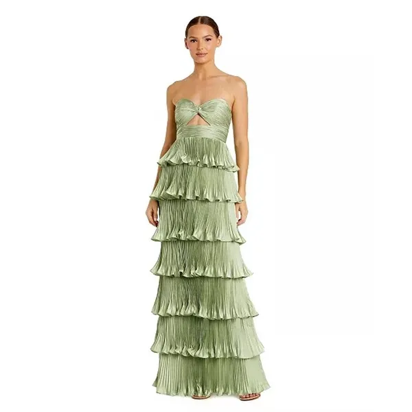 IEENA for MAC DUGGAL Green Pleated Tiered Ruffle Sweetheart Gown Dress size 10 - Image 10