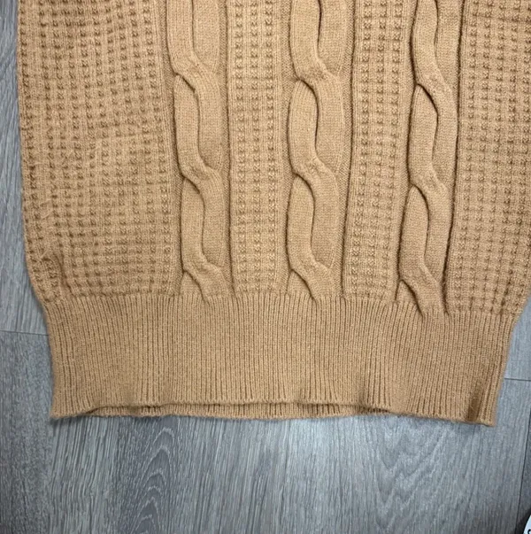 Philosophy Cable Knit Long Sleeve Tan Crew Neck Pullover Sweater Women's Medium - Image 8