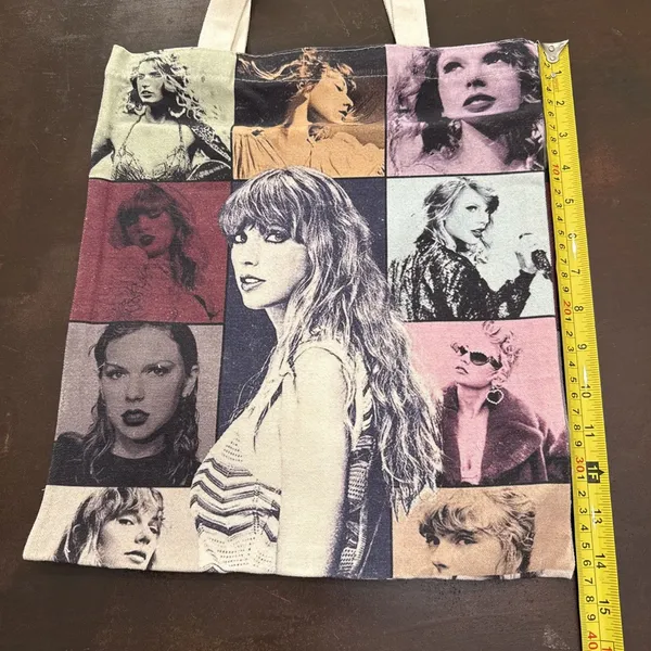 Taylor Swift Canvas Tote Bag Unisex Med Eras Tour Concert Merch Music Shopping - Image 5