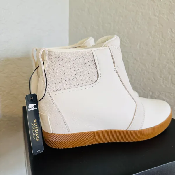 Sorel Out N About Wedge Leather Bootie, Ankle Boots White/Sea Salt, Size 8.5 NWT - Image 10