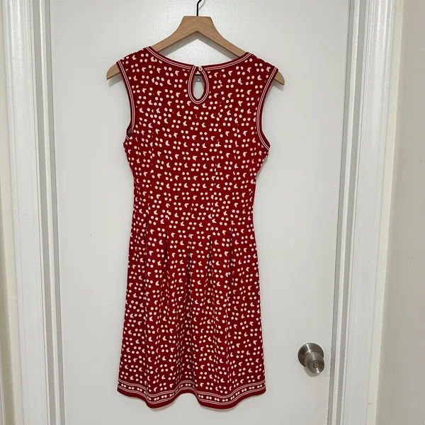 MAX STUDIO | Red White Polka Dot Butterfly Sleeveless‎ Keyhole Mini Dress, S - Image 2