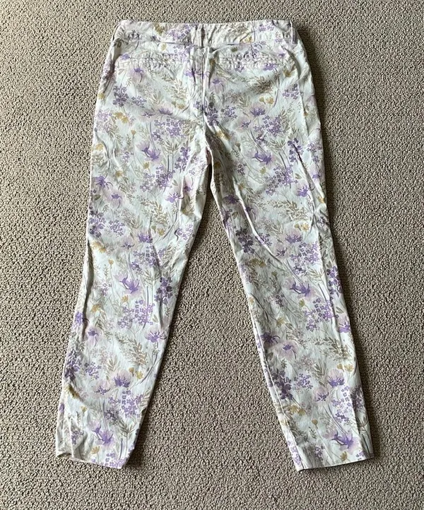 Old Navy Floral Print Pants - Purple and Cream - Image 5